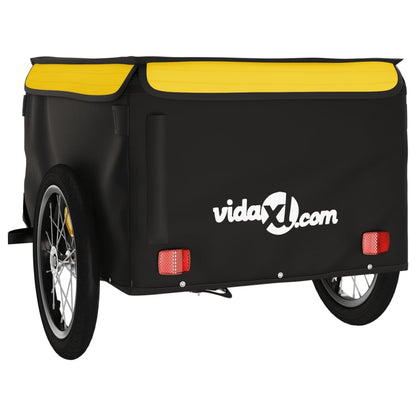 Fietstrailer 45 kg ijzer zwart en geel 124 x 62.5 x 52 cm Geel