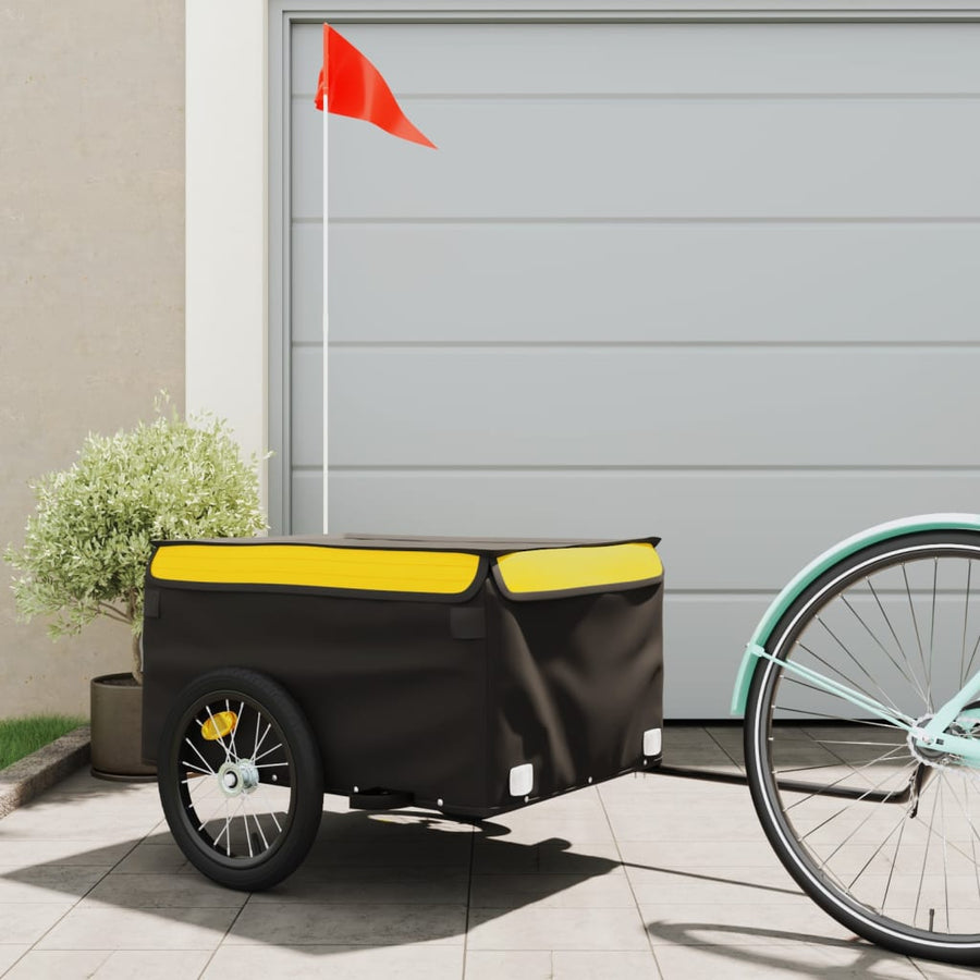 Fietstrailer 45 kg ijzer zwart en geel 124 x 62.5 x 52 cm Geel
