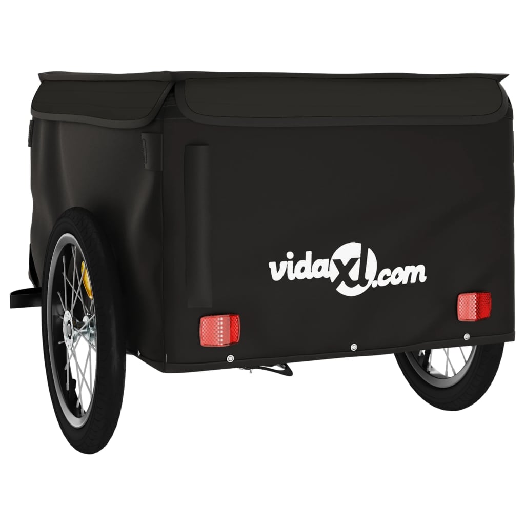 Fietstrailer 45 kg ijzer zwart 124 x 62.5 x 52 cm Zwart