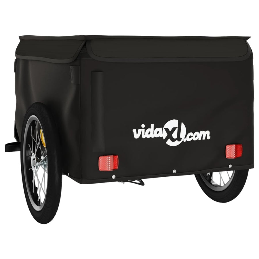 Fietstrailer 45 kg ijzer zwart 124 x 62.5 x 52 cm Zwart