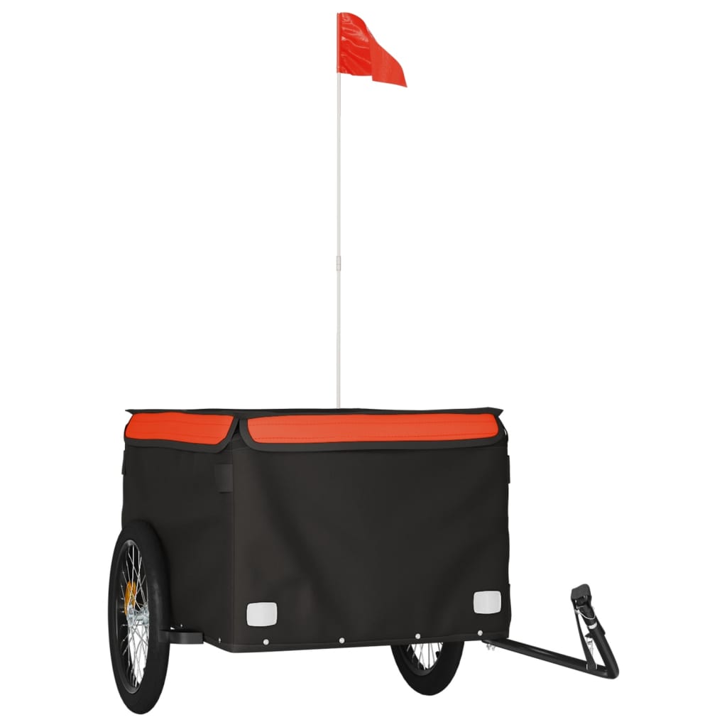 Fietstrailer 45 kg ijzer zwart en oranje 130 x 69 x 59 cm Oranje