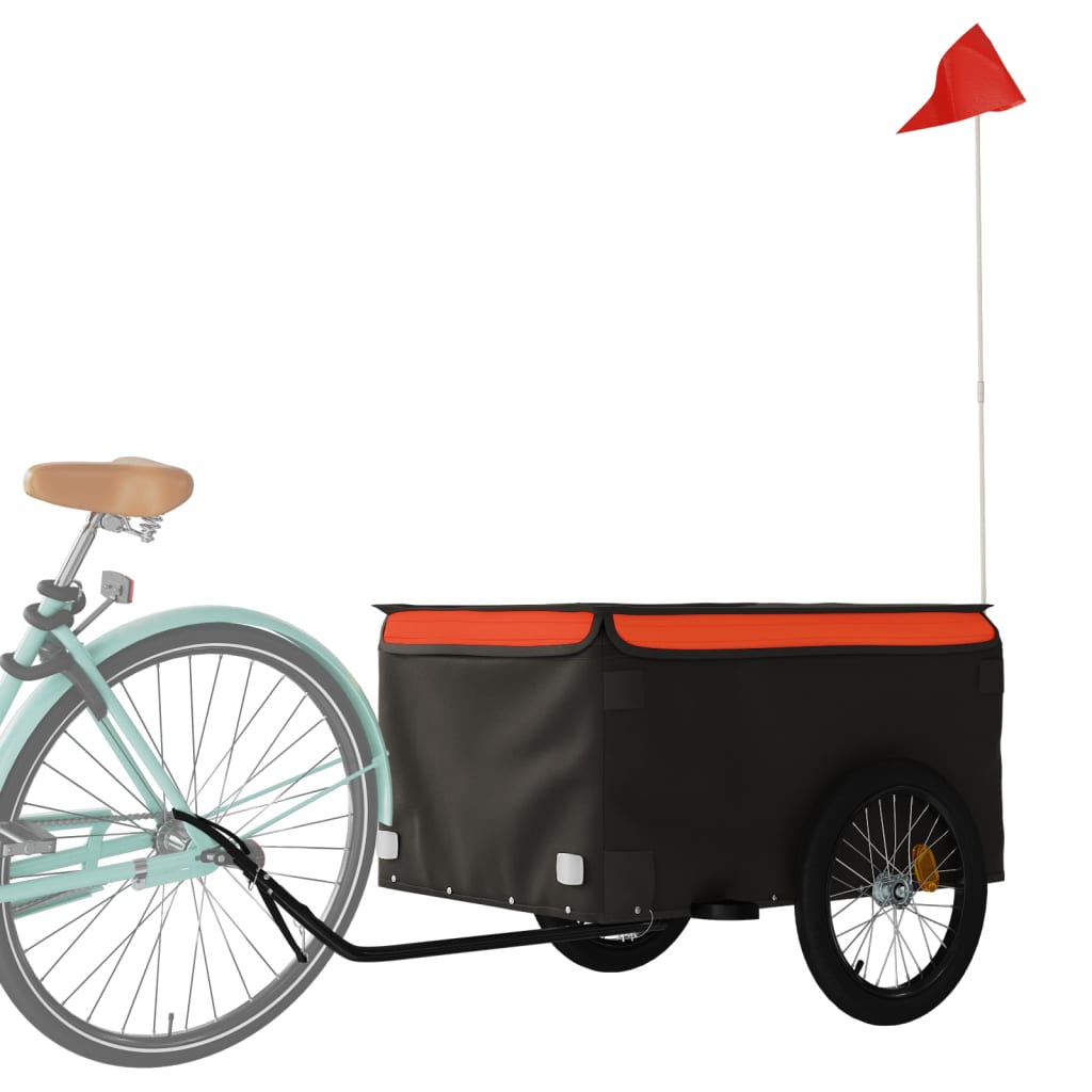 Fietstrailer 45 kg ijzer zwart en oranje 130 x 69 x 59 cm Oranje