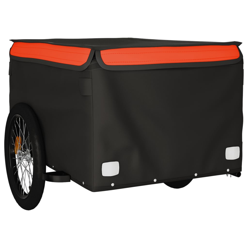 Fietstrailer 45 kg ijzer zwart en oranje 130 x 69 x 59 cm Oranje