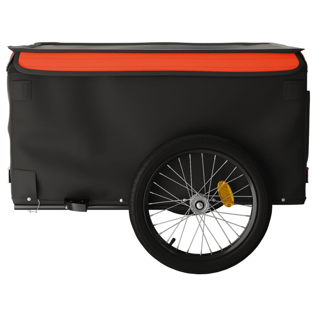 Fietstrailer 45 kg ijzer zwart en oranje 130 x 69 x 59 cm Oranje