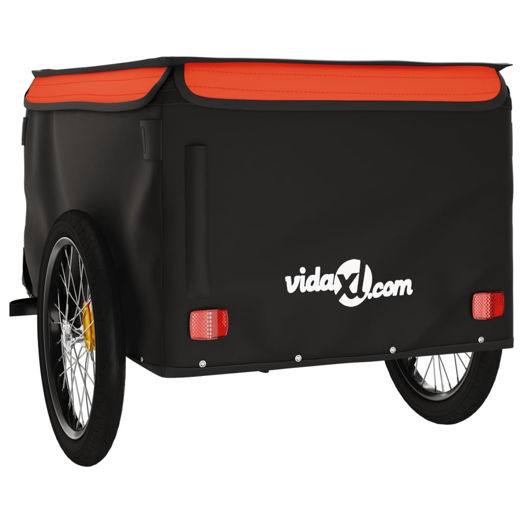 Fietstrailer 45 kg ijzer zwart en oranje 130 x 69 x 59 cm Oranje