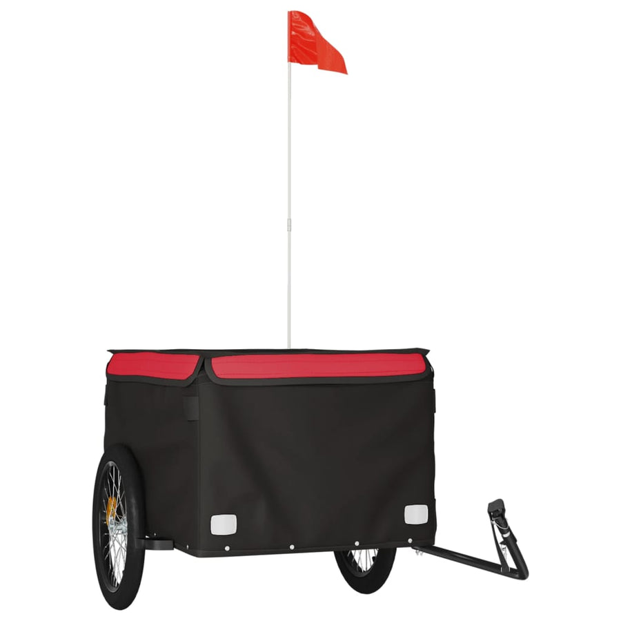Fietstrailer 45 kg ijzer zwart en rood 134 x 69 x 59 cm Rood