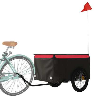 Fietstrailer 45 kg ijzer zwart en rood 134 x 69 x 59 cm Rood