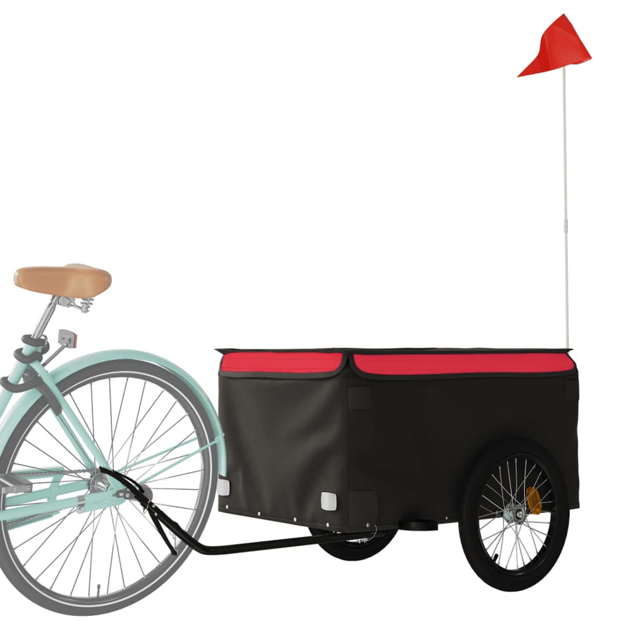 Fietstrailer 45 kg ijzer zwart en rood 134 x 69 x 59 cm Rood