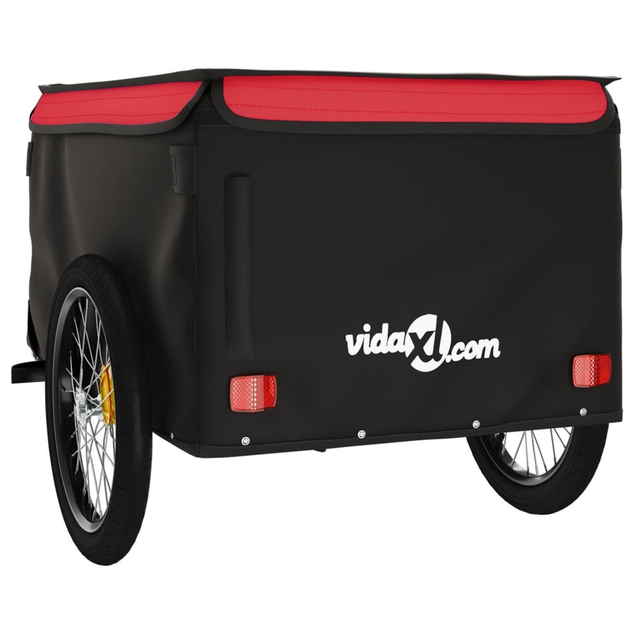 Fietstrailer 45 kg ijzer zwart en rood 134 x 69 x 59 cm Rood