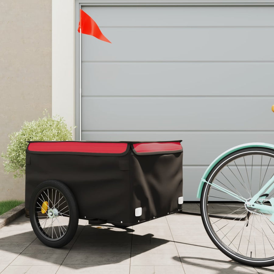 Fietstrailer 45 kg ijzer zwart en rood 134 x 69 x 59 cm Rood