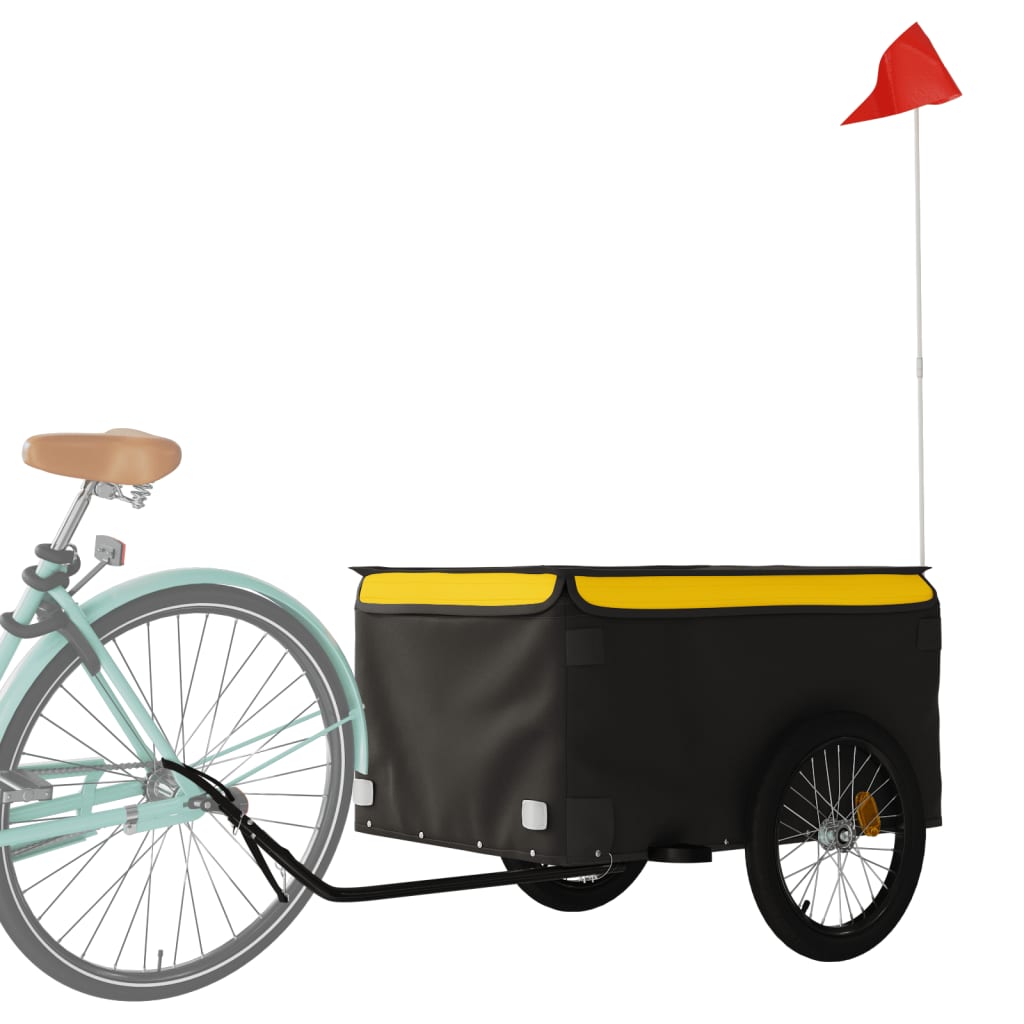 Fietstrailer 45 kg ijzer zwart en geel 134 x 69 x 59 cm Geel