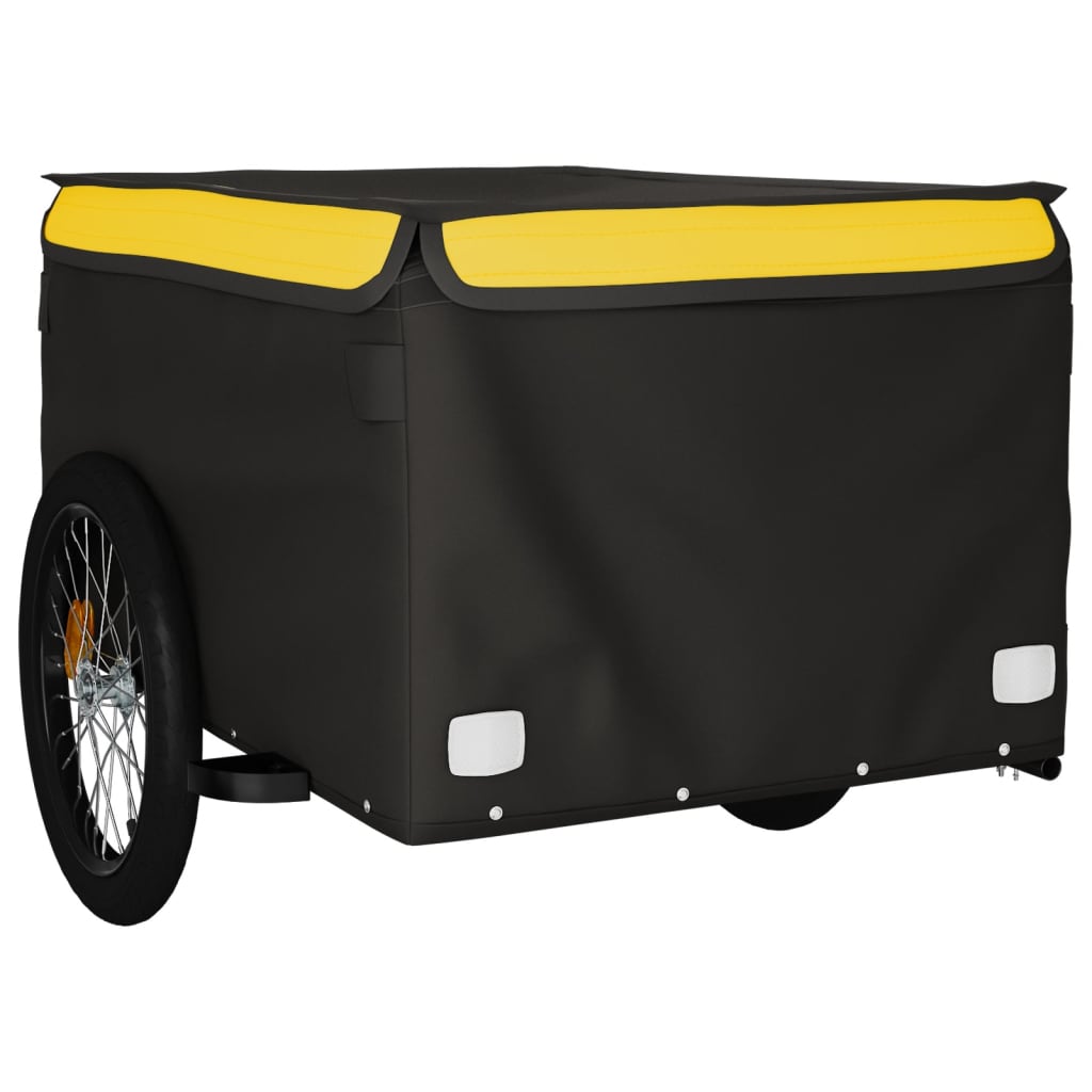 Fietstrailer 45 kg ijzer zwart en geel 134 x 69 x 59 cm Geel