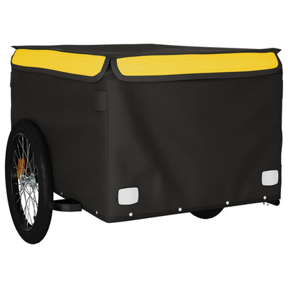 Fietstrailer 45 kg ijzer zwart en geel 134 x 69 x 59 cm Geel