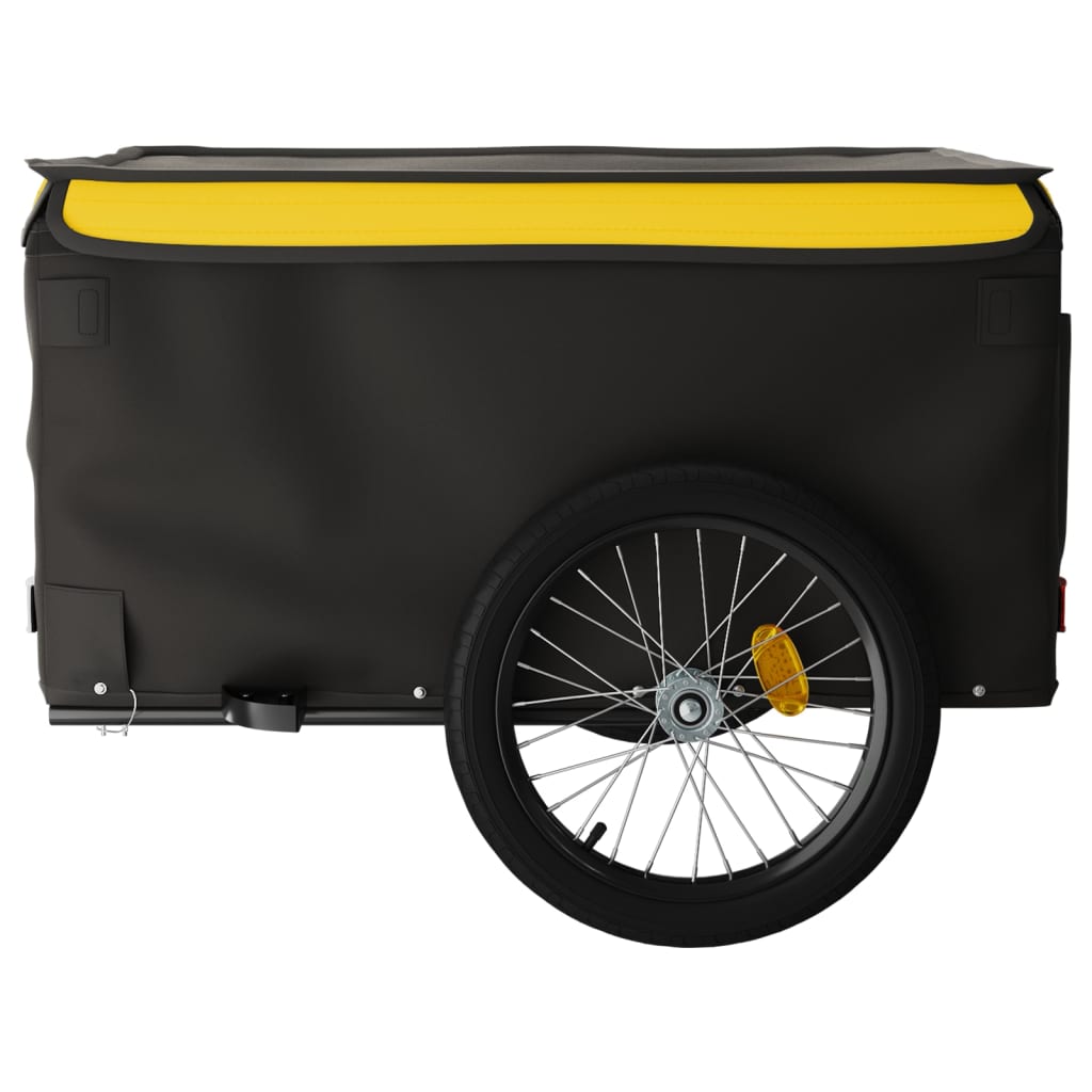 Fietstrailer 45 kg ijzer zwart en geel 134 x 69 x 59 cm Geel