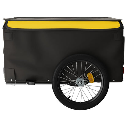 Fietstrailer 45 kg ijzer zwart en geel 134 x 69 x 59 cm Geel