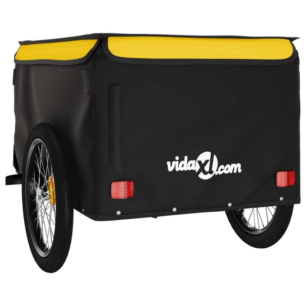 Fietstrailer 45 kg ijzer zwart en geel 134 x 69 x 59 cm Geel