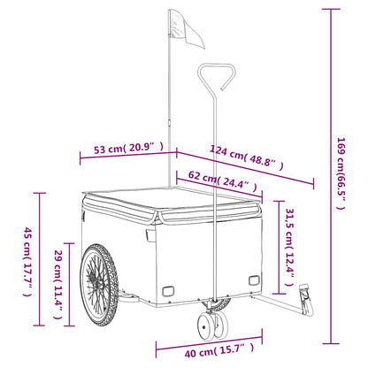 Fietstrailer 30 kg ijzer zwart en grijs