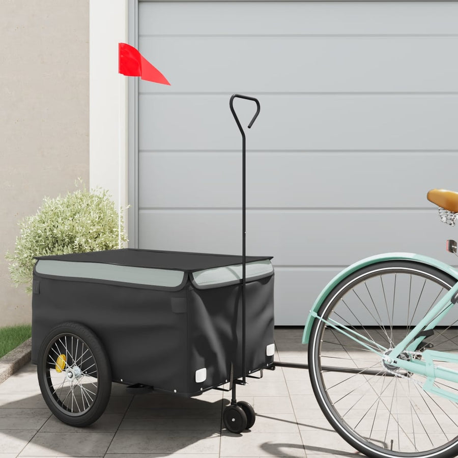 Fietstrailer 30 kg ijzer zwart en grijs