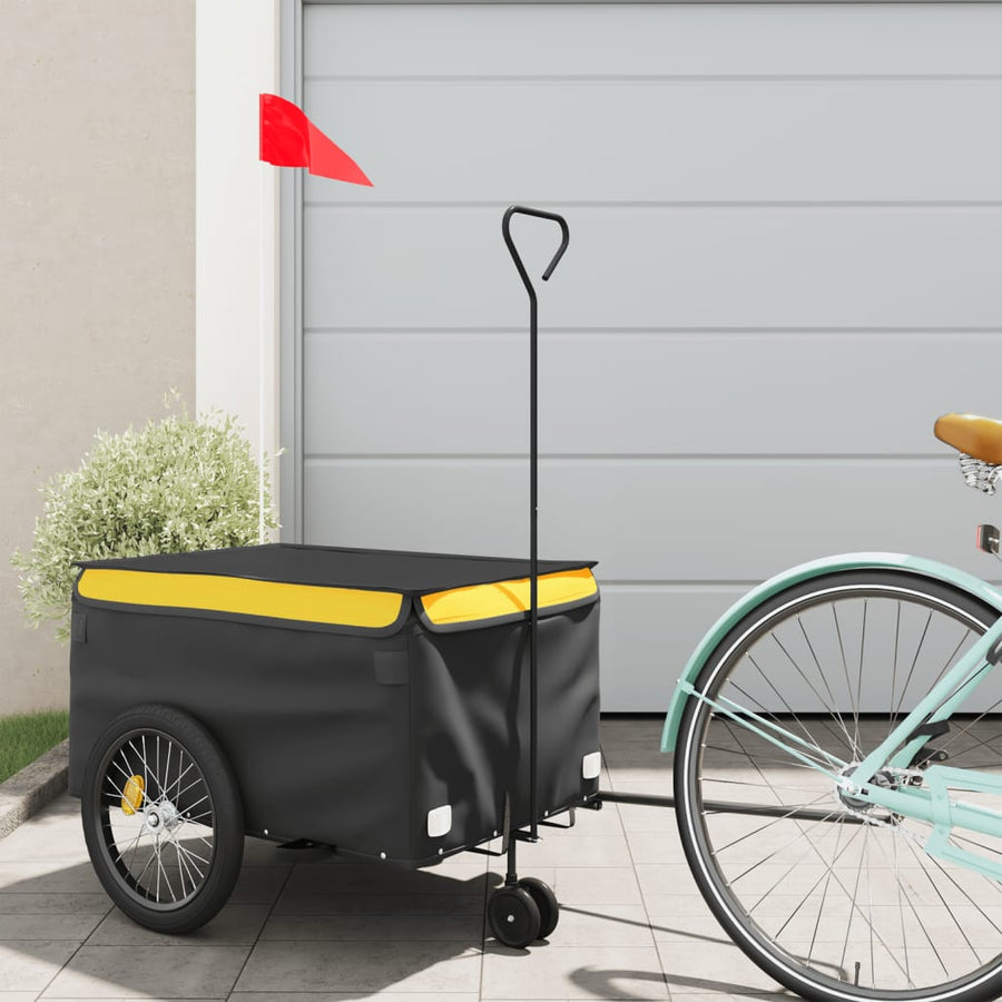 Fietstrailer 30 Kg Ijzer Zwart En Geel 124 x 53 x 45 cm