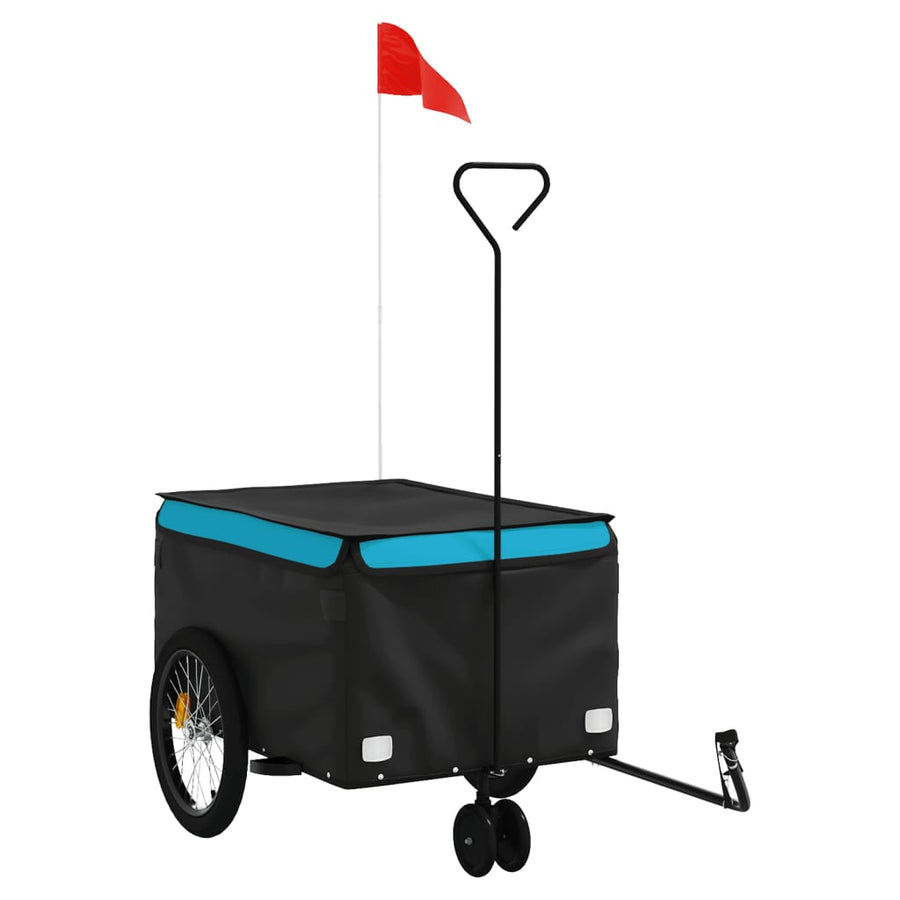 Fietstrailer 30 kg ijzer zwart en 124 x 53 x 45 cm Blauw