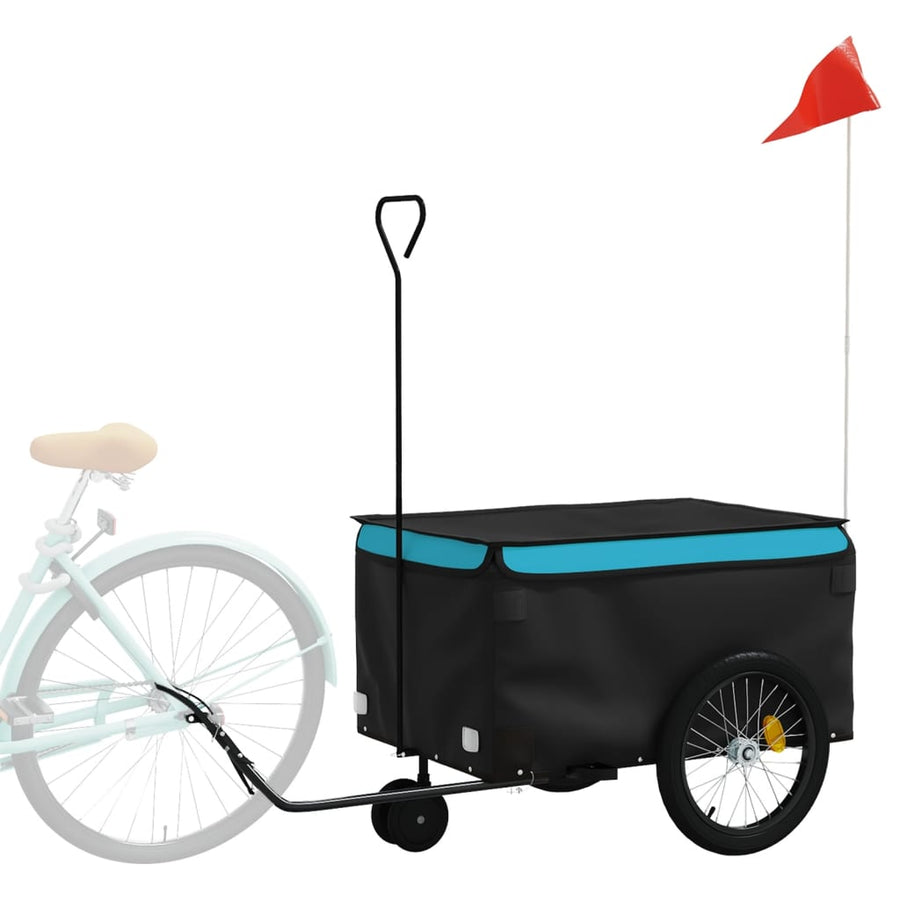 Fietstrailer 30 kg ijzer zwart en 124 x 53 x 45 cm Blauw