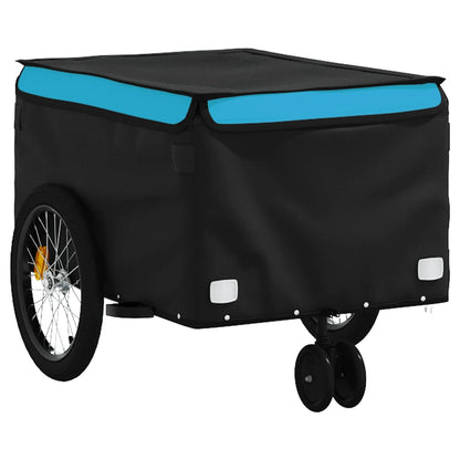 Fietstrailer 30 kg ijzer zwart en 124 x 53 x 45 cm Blauw