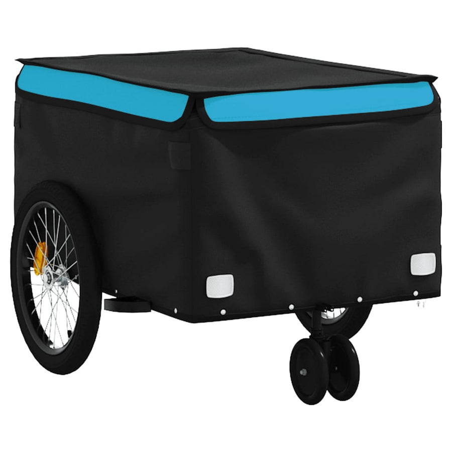 Fietstrailer 30 kg ijzer zwart en 124 x 53 x 45 cm Blauw