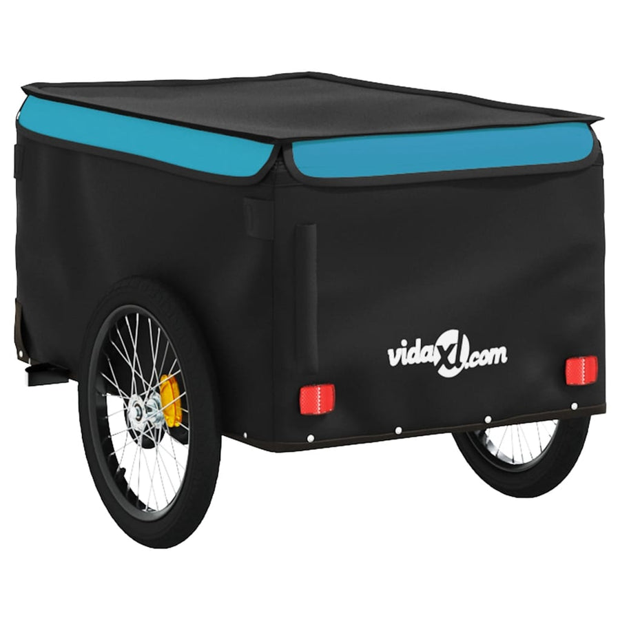 Fietstrailer 30 kg ijzer zwart en 124 x 53 x 45 cm Blauw