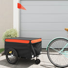 Fietstrailer 45 kg ijzer zwart oranje 124x62.5x52 cm