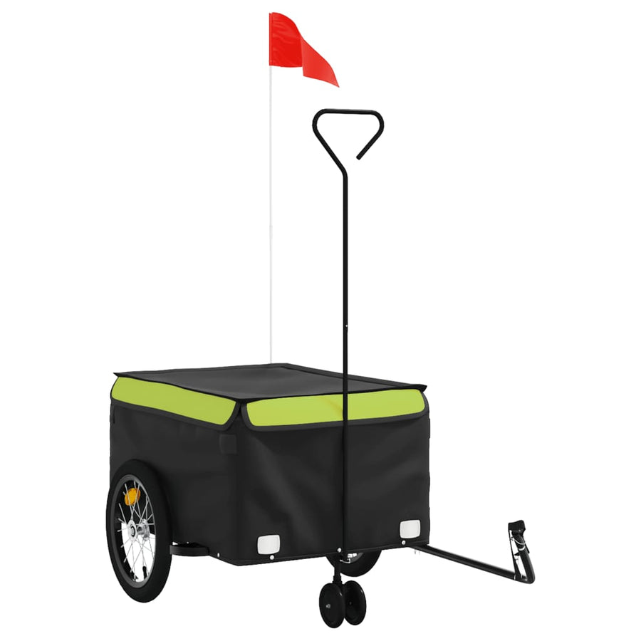 Fietstrailer 45 Kg Ijzer Zwart En Groen 62.5 x 124 x 52 cm