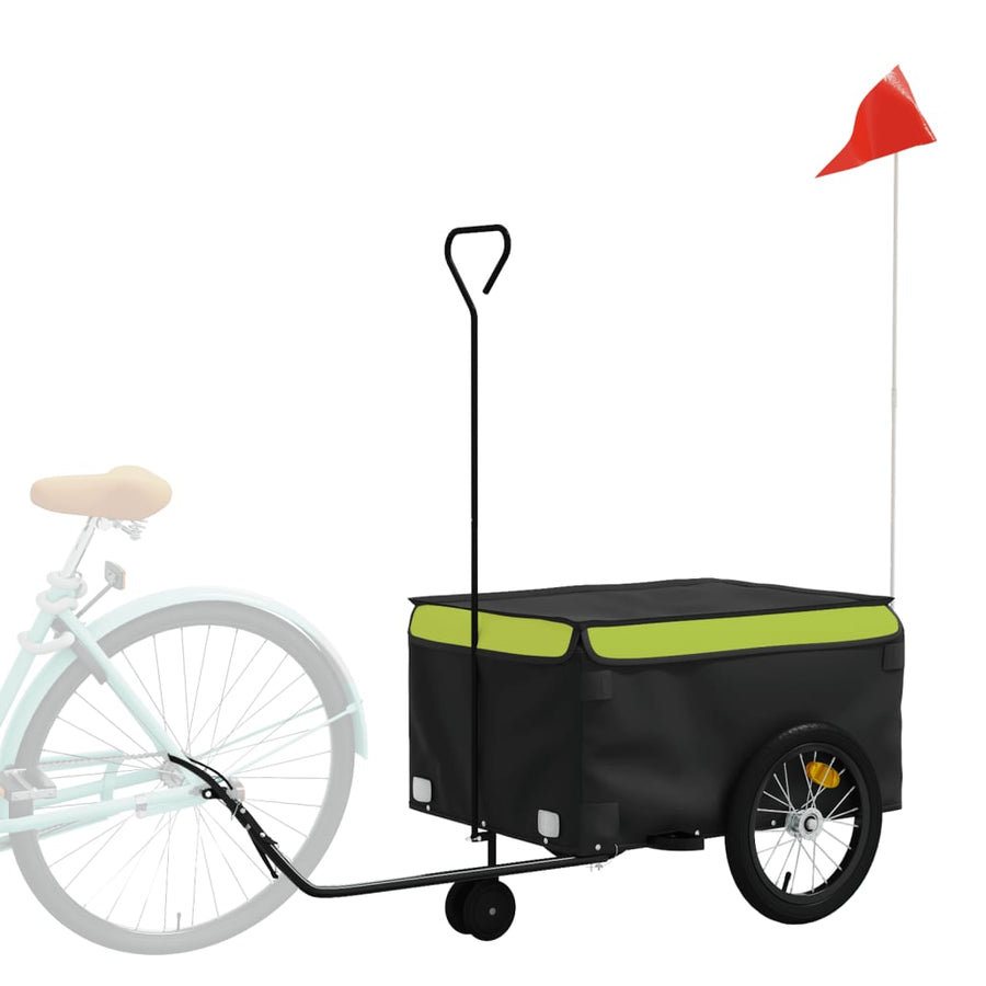 Fietstrailer 45 Kg Ijzer Zwart En Groen 62.5 x 124 x 52 cm
