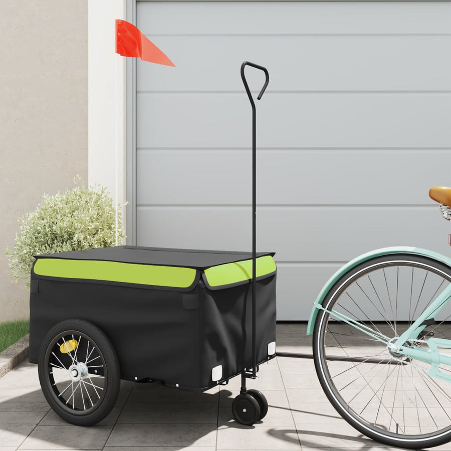 Fietstrailer 45 Kg Ijzer Zwart En Groen 62.5 x 124 x 52 cm