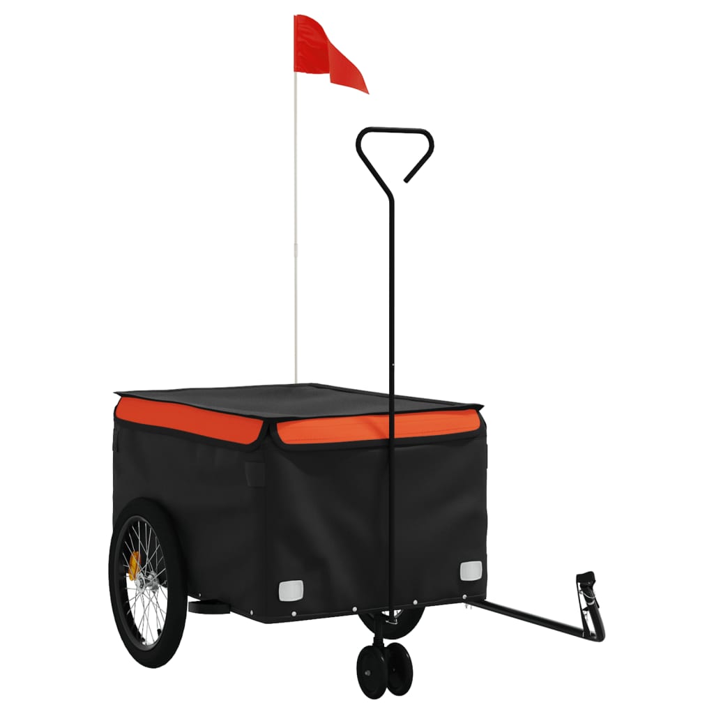 Fietstrailer 45 Kg Ijzer Zwart En Oranje orange 137 x 68 x 59 cm