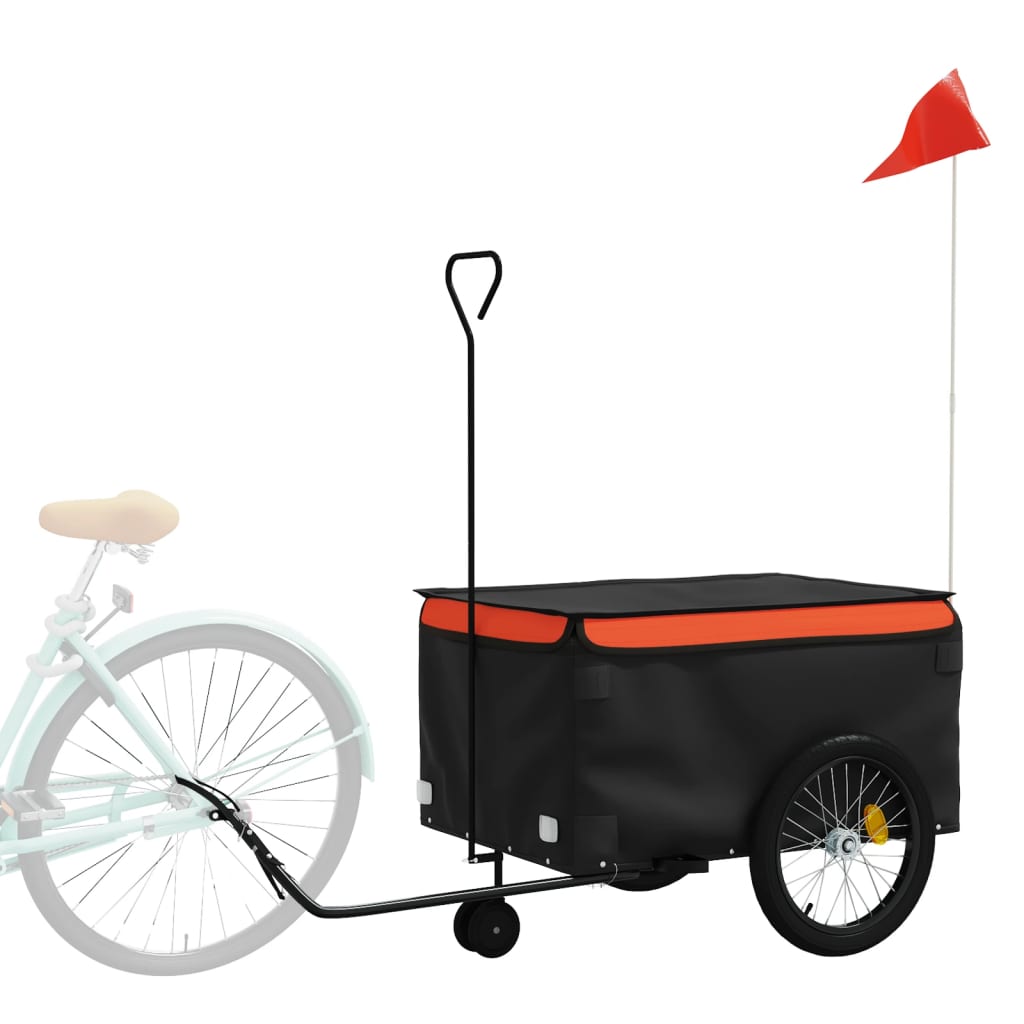 Fietstrailer 45 Kg Ijzer Zwart En Oranje orange 137 x 68 x 59 cm