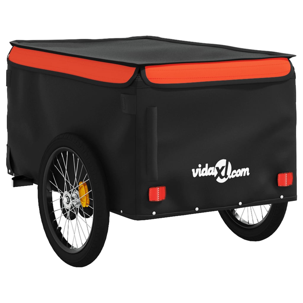 Fietstrailer 45 Kg Ijzer Zwart En Oranje orange 137 x 68 x 59 cm