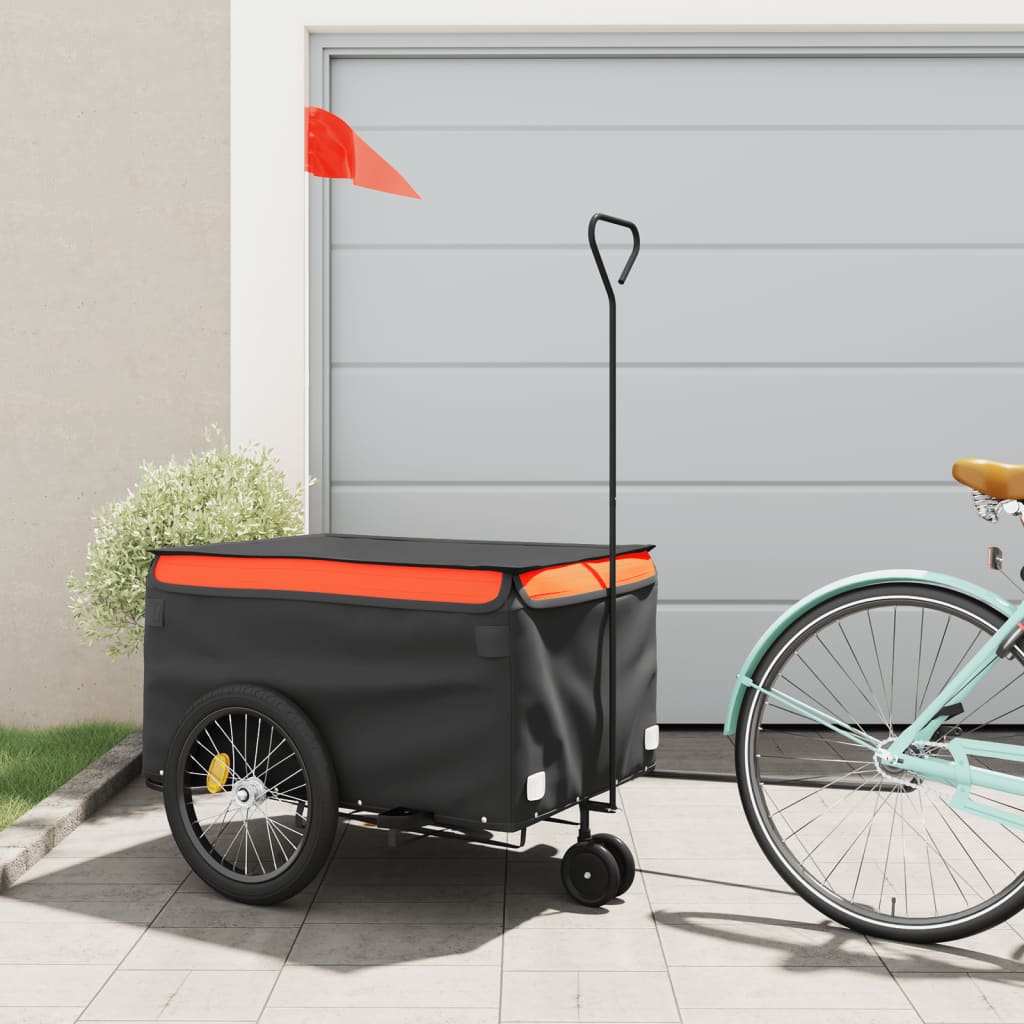 Fietstrailer 45 Kg Ijzer Zwart En Oranje orange 137 x 68 x 59 cm