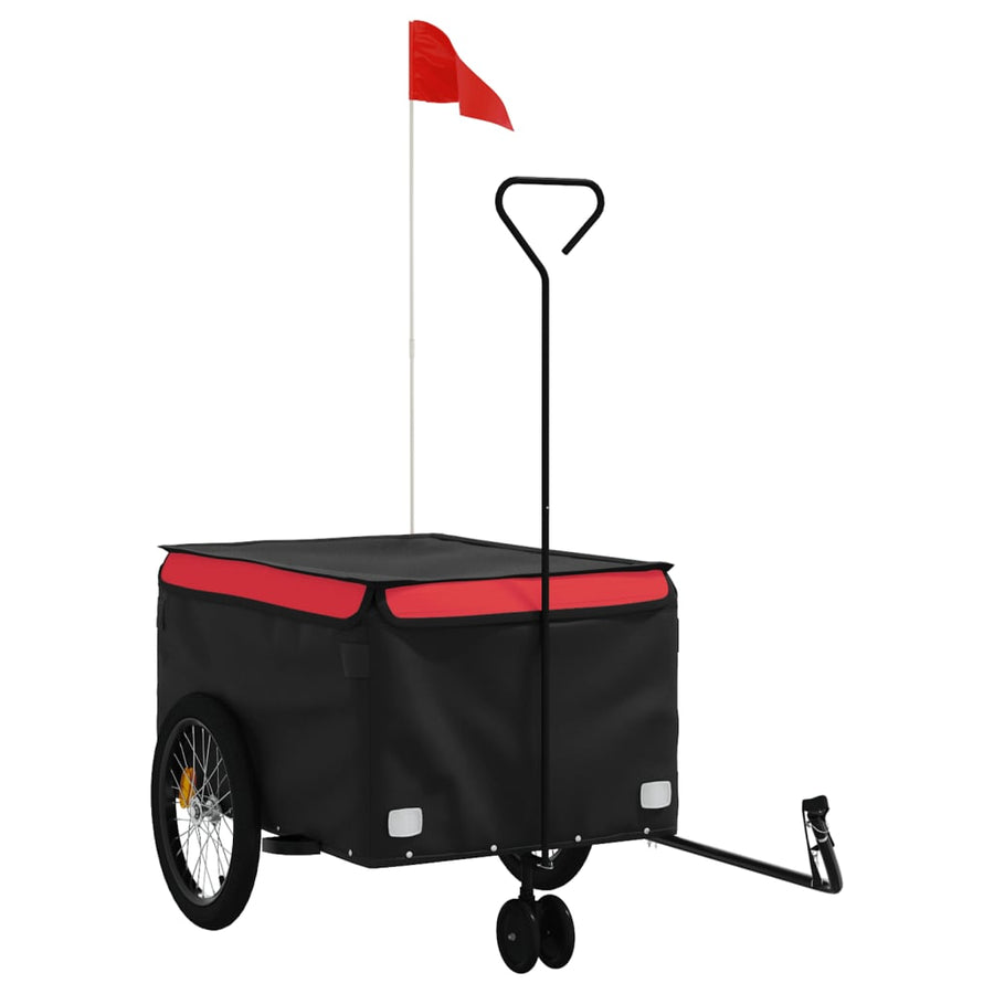 Fietstrailer 45 kg ijzer zwart en 137 x 68 x 59 cm Rood