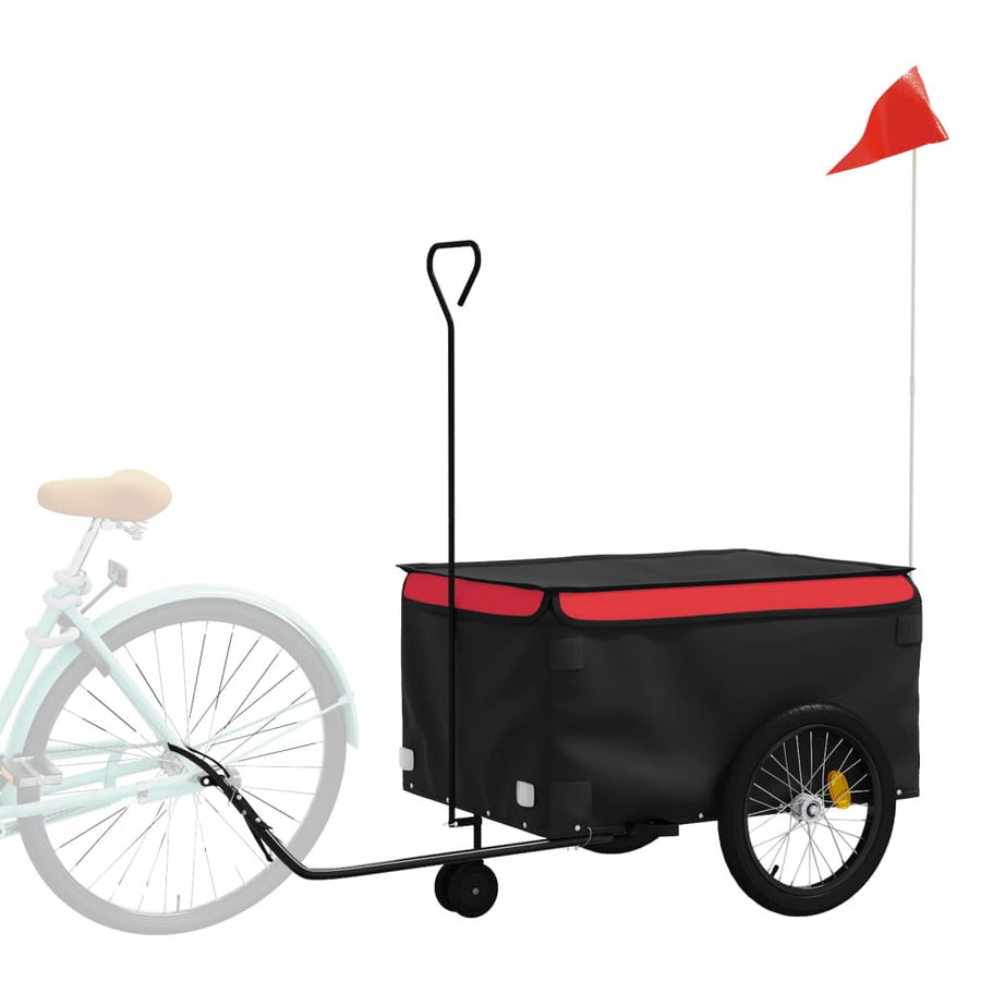 Fietstrailer 45 kg ijzer zwart en 137 x 68 x 59 cm Rood