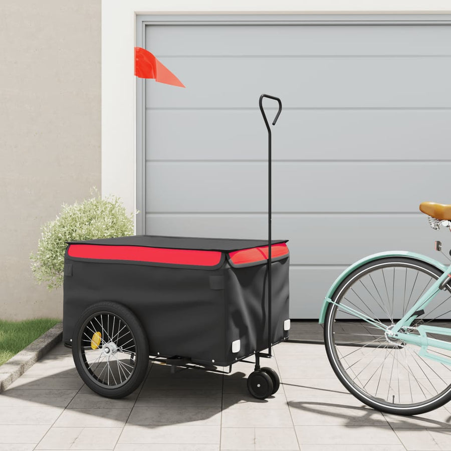 Fietstrailer 45 kg ijzer zwart en 137 x 68 x 59 cm Rood