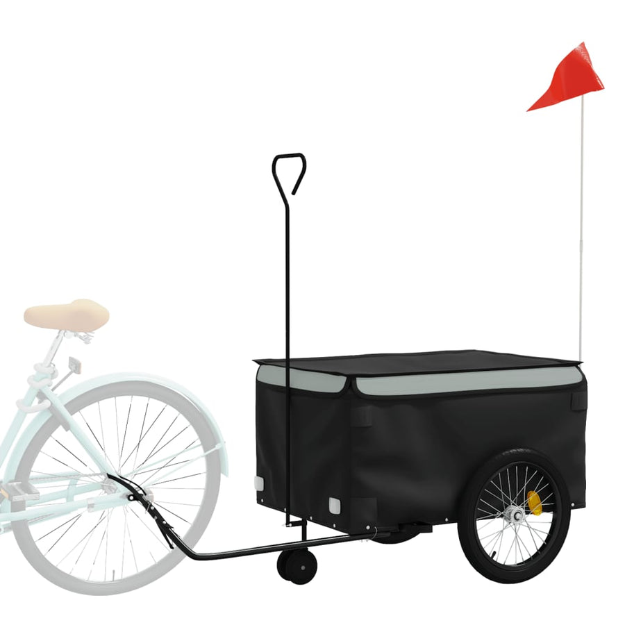 Fietstrailer 45 Kg Ijzer Zwart En Grijs 137 x 68 x 59 cm