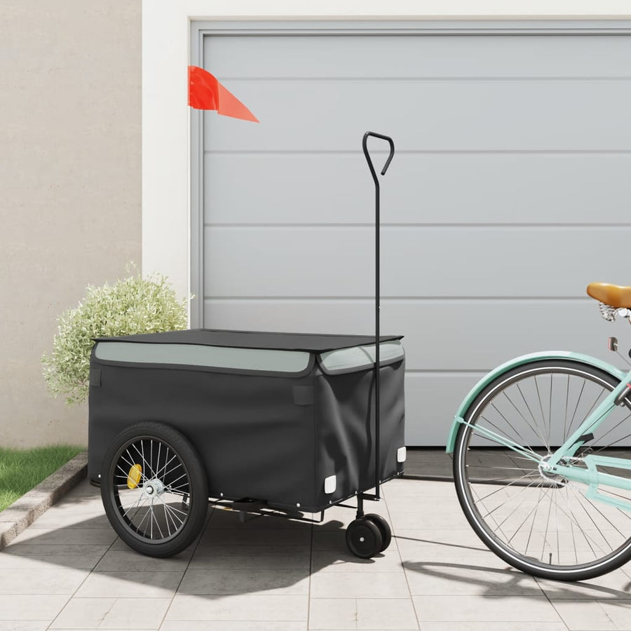 Fietstrailer 45 Kg Ijzer Zwart En Grijs 137 x 68 x 59 cm