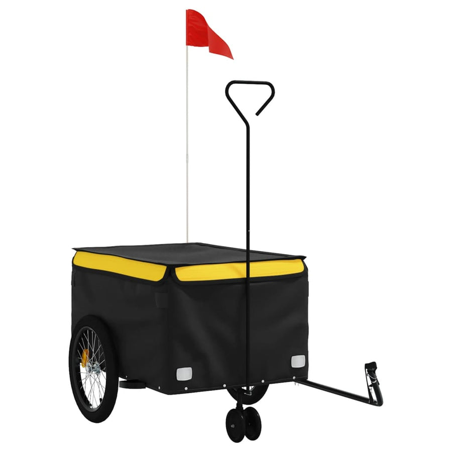 Fietstrailer 45 kg ijzer zwart en 137 x 68 x 59 cm Geel