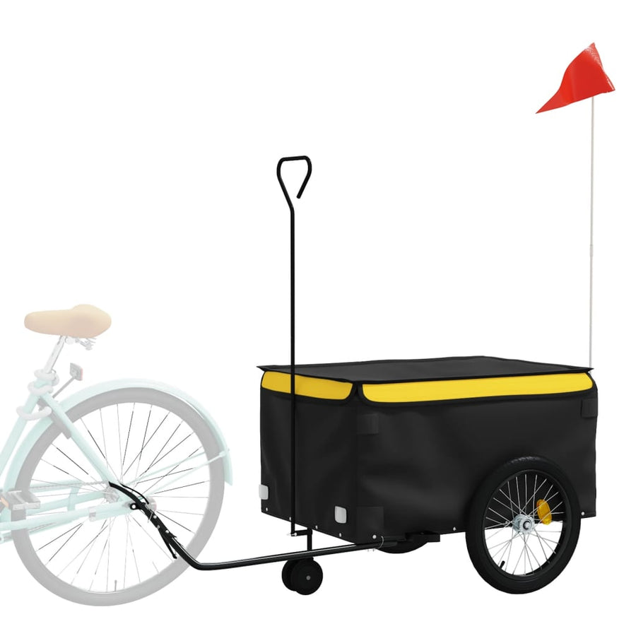 Fietstrailer 45 kg ijzer zwart en 137 x 68 x 59 cm Geel
