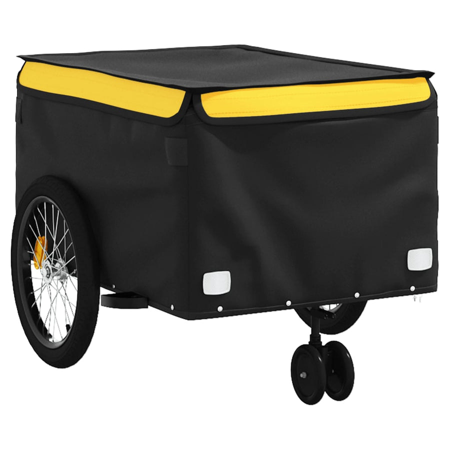 Fietstrailer 45 kg ijzer zwart en 137 x 68 x 59 cm Geel