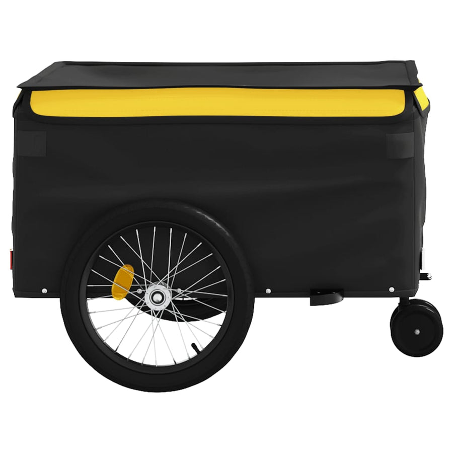Fietstrailer 45 kg ijzer zwart en 137 x 68 x 59 cm Geel