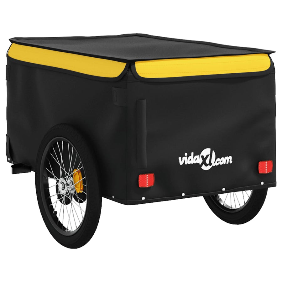 Fietstrailer 45 kg ijzer zwart en 137 x 68 x 59 cm Geel