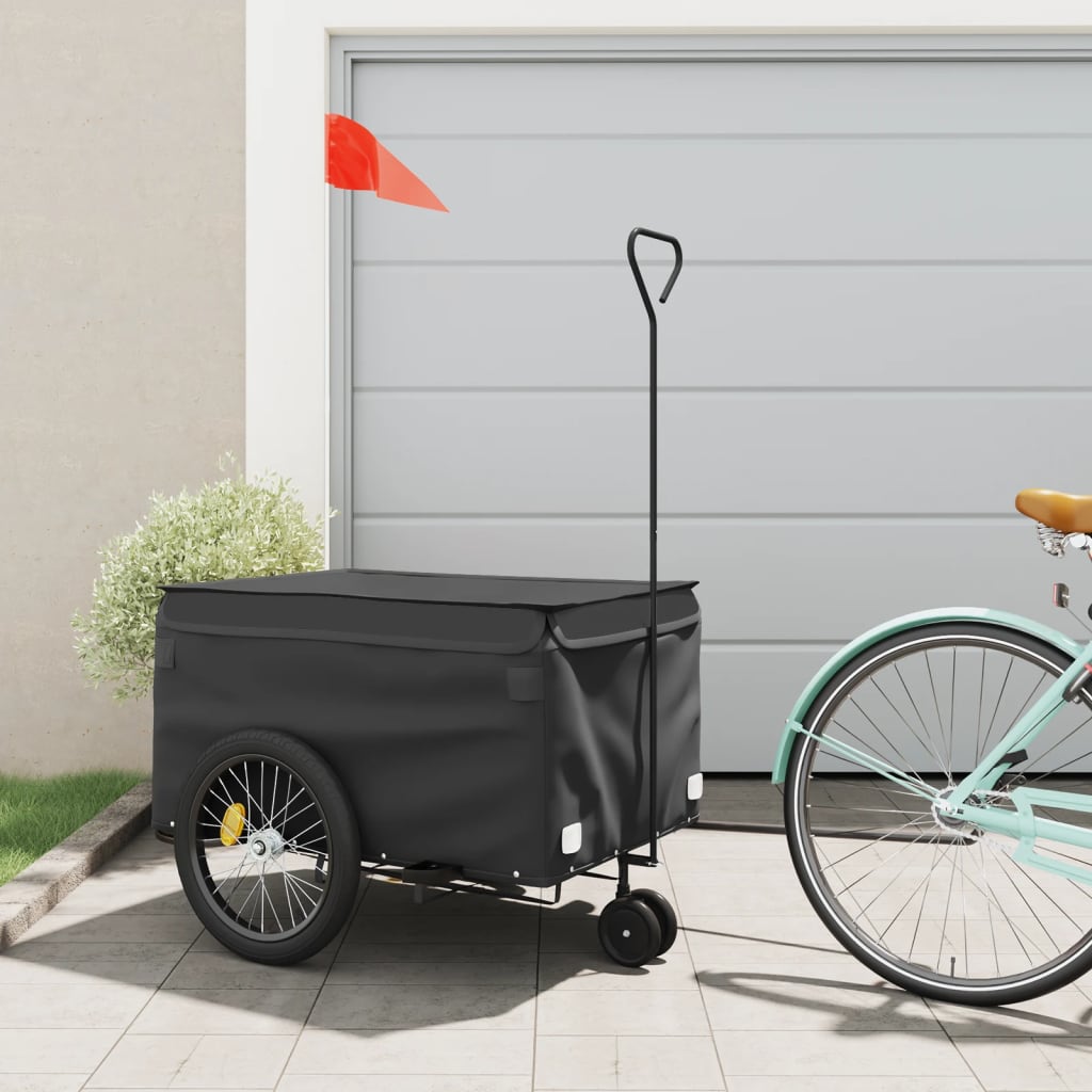 Fietstrailer 45 kg ijzer 137 x 68 x 59 cm Zwart