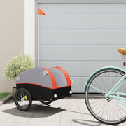 Fietstrailer 123x52x53 cm ijzer zwart oranje