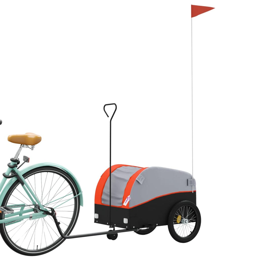 Fietstrailer 30 kg ijzer zwart en oranje 52 x 123 x 53 cm orange