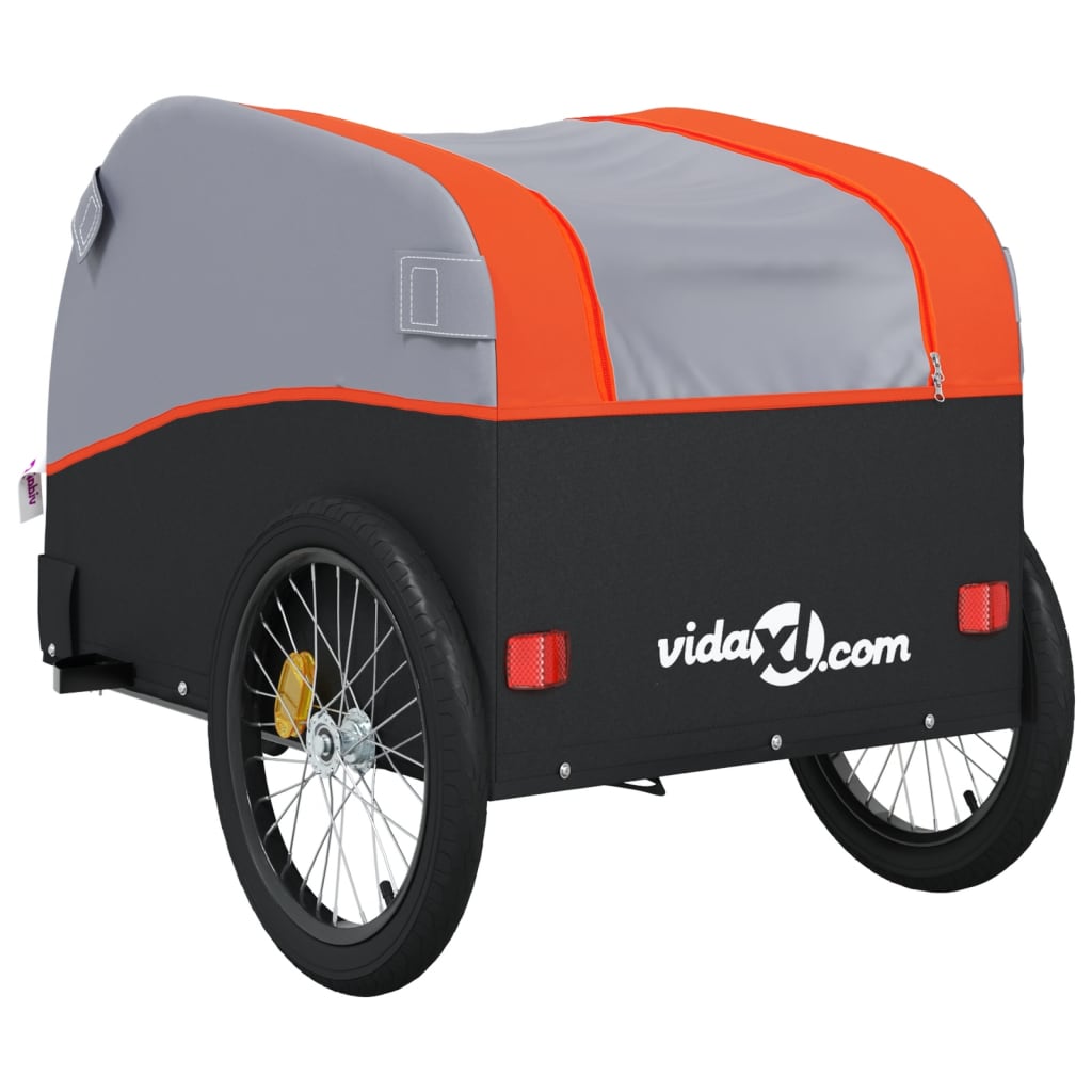 Fietstrailer 30 kg ijzer zwart en oranje 52 x 123 x 53 cm orange